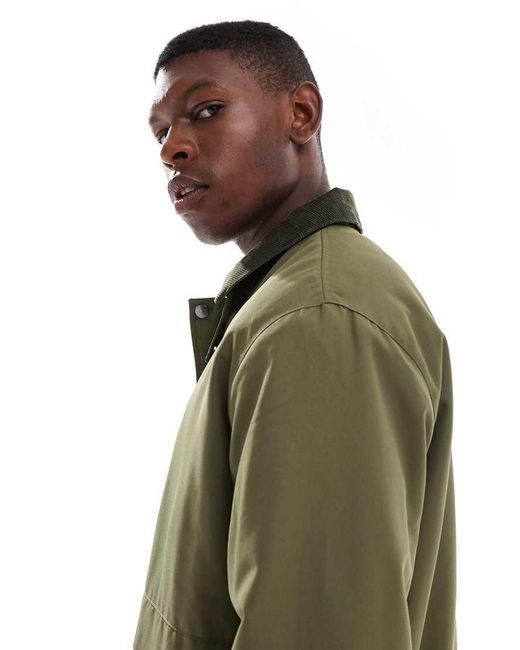 Only & Sons Green Cord Collar Padded Coach Jacket for men