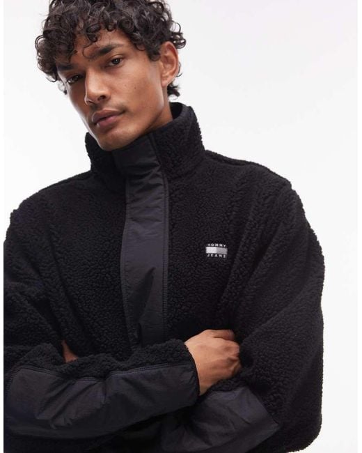 Tommy Hilfiger Black Teddy Fleece Jacket for men