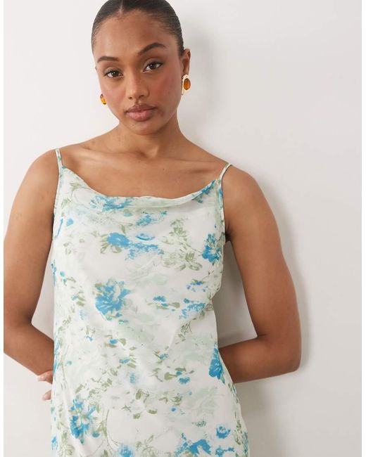 Vero Moda White Smilla Chiffon Cowl Neck Cami Midi Dress