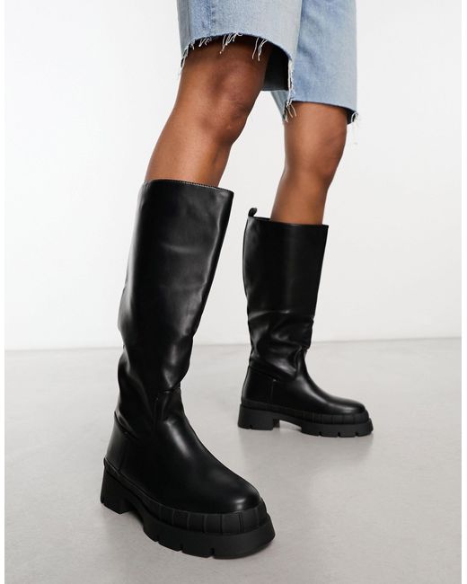 Raid Black Challenge Chunky Flat Knee Boots