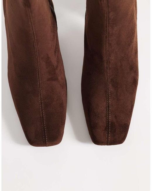 River Island Brown Heeled Stretch Boots