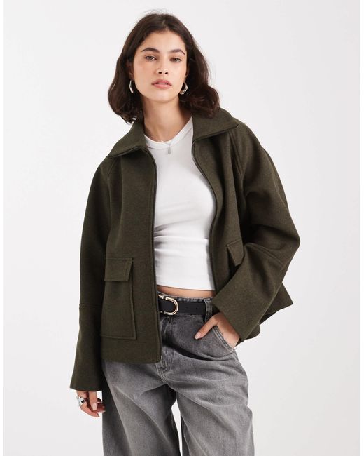ASOS Gray Formal Pocket Detail Harrington Coat