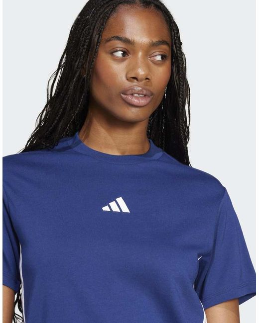 Adidas Originals Blue Essentials 3-Stripes Cotton Tee