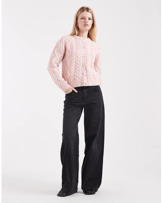 New Look Pink Cable Cardigan
