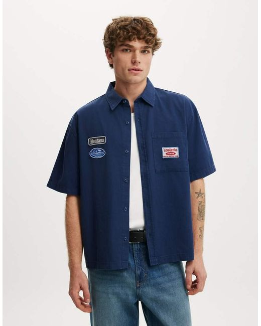 Cotton On Blue Darcy Short Sleeve Shirt for men