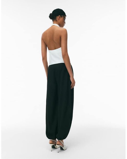 Stradivarius White Satin Effect Halter Top