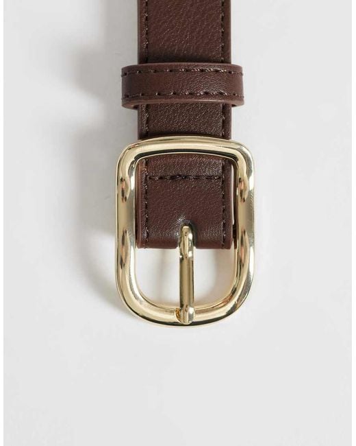 Pieces Gray Leather Look Belt With Gold Buckle