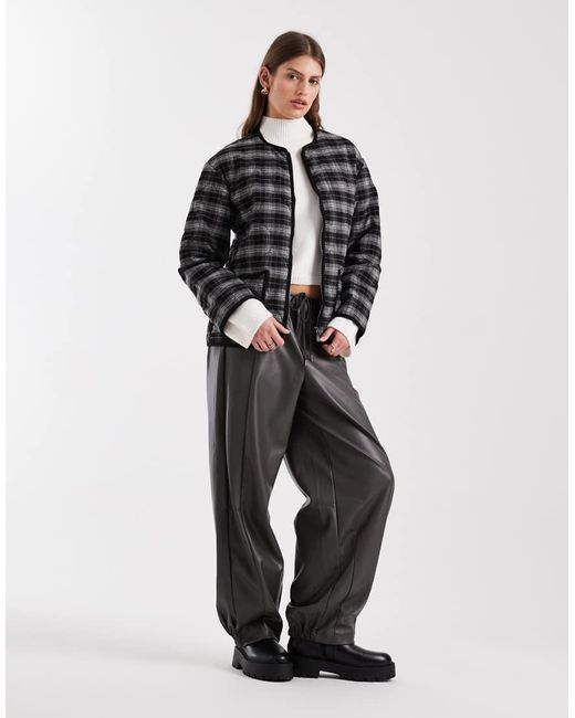 New Look Blue Check Quilt Padded Jacket