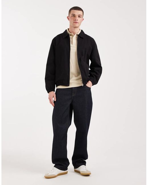 ASOS Black Cotton Harrington Jacket for men