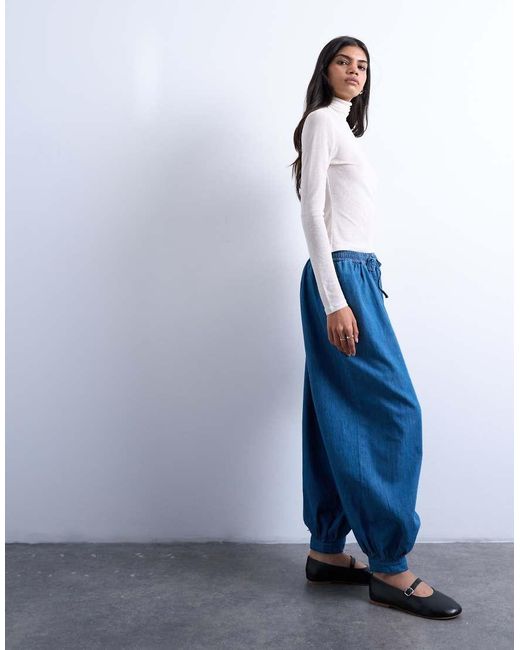 TOPSHOP Blue Mid Rise Balloon Jean