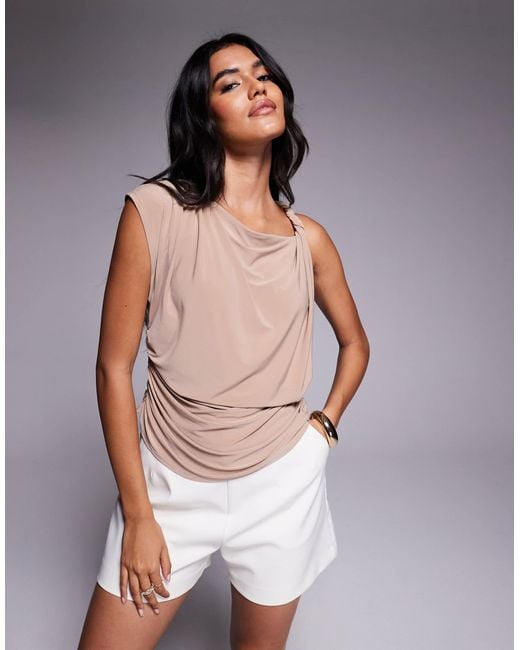 ASOS Natural Twist Shoulder Drape Top