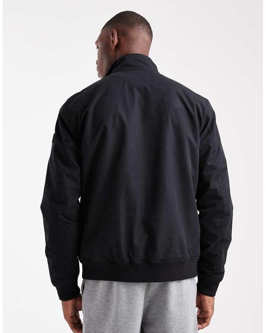 Threadbare Black Bomber Jacket With Funnel Collar for men