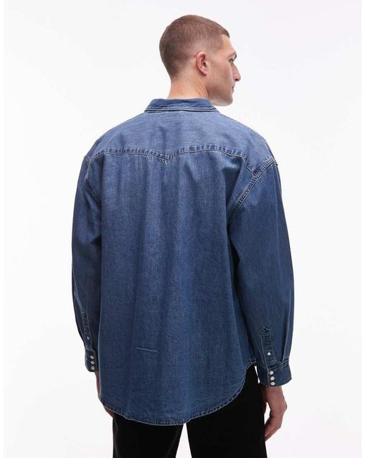 AllSaints Blue Fenton Denim Shirt for men
