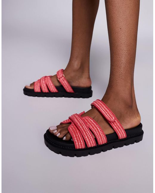 SIMMI Red Simmi London Adelle Strappy Flat Sandals