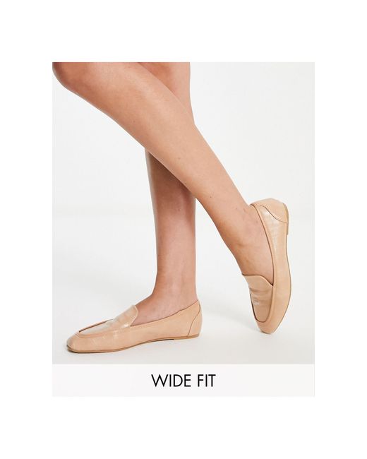 Raid Wide Fit Elina Square Toe Flat Shoes in Natural Lyst UK