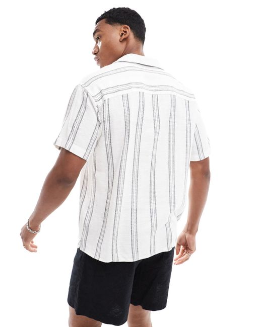 Jack & Jones White Oversized Textured Shirt for men