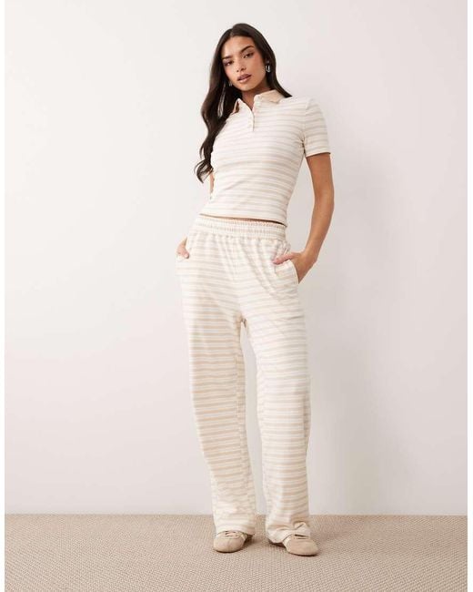 Wanderdoll Natural Frankie Premium Jersey Wide Leg Trousers Co-Ord