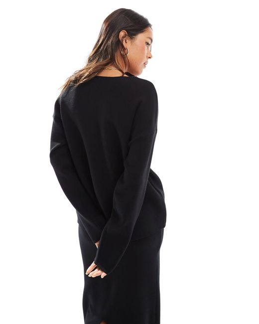 Object Black Structured V Neck Jumper Co-ord