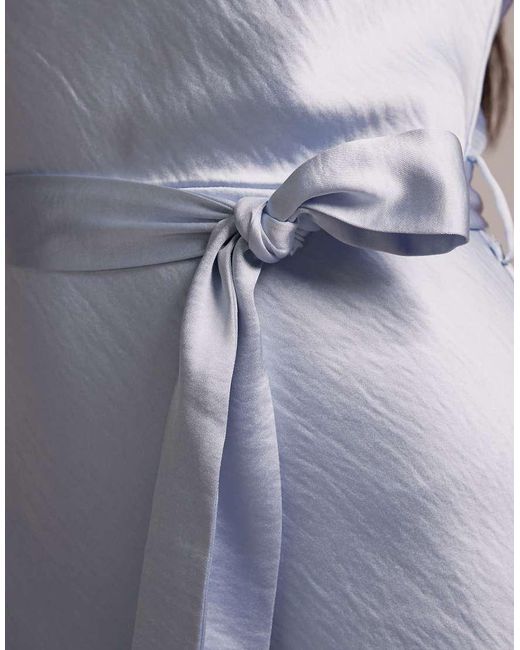 TFNC London White Bridesmaid Satin Cami Tie Waist Midaxi Dress