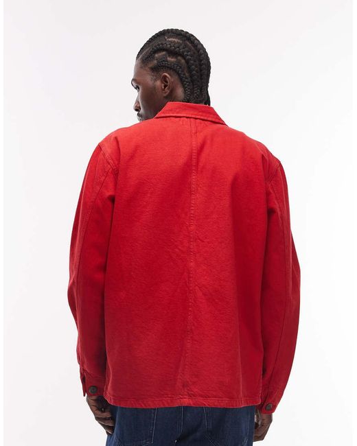 Tommy Hilfiger Red Chore Jacket for men