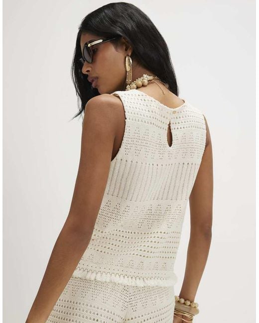 River Island Black Crochet Fringe Hem Tank Top