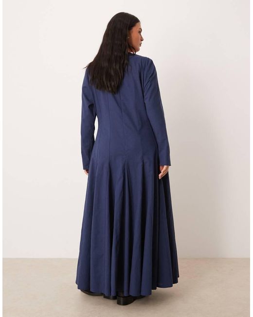 ASOS Blue Asos Design Curve Slash Neck Maxi Dress With Full Skirt