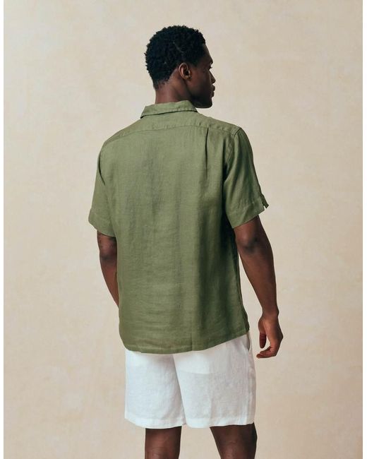 Polo Ralph Lauren Green Icon Logo Short Sleeve Linen Shirt for men