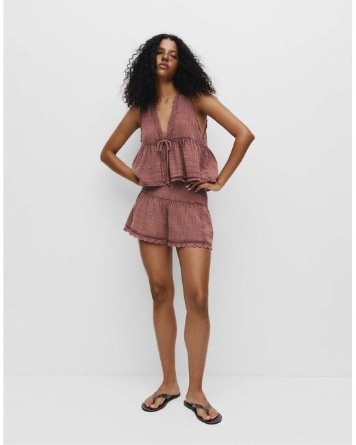 Pull&Bear Red – rustic – skort