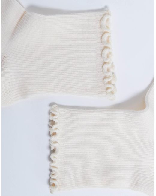 TOPSHOP White Ribbed Frill Socks