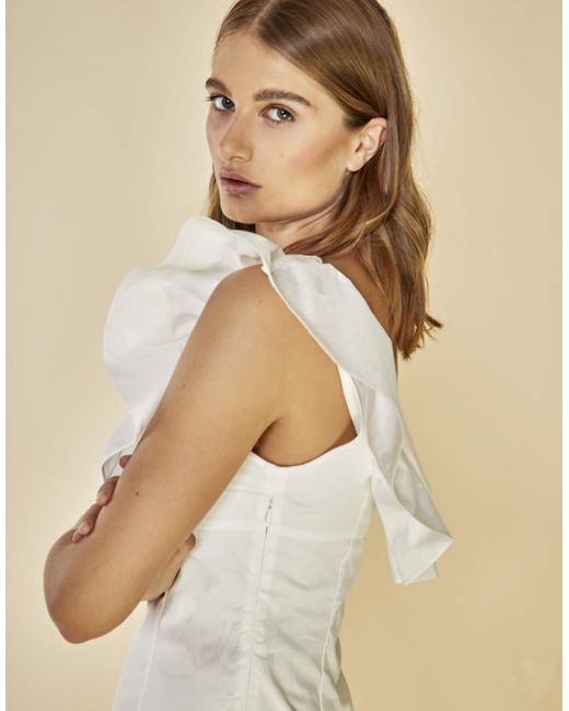 Glamorous Natural Ruffle Square Neck Mini Dress