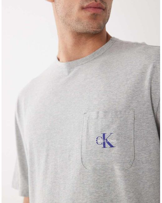 Calvin Klein Gray Icon Cotton Stretch Loungewear T-shirt for men