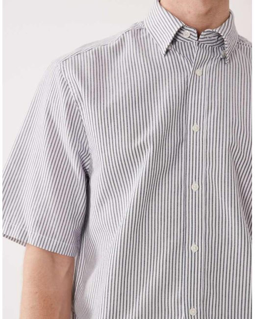 Only & Sons Gray Boxy Fit Oxford Shirt for men