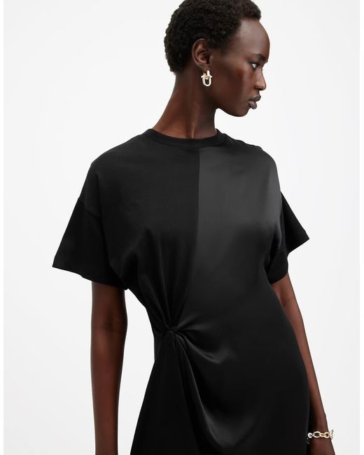 Vestido Corto Con Ribete De Encaje Lana De AllSaints de color Black