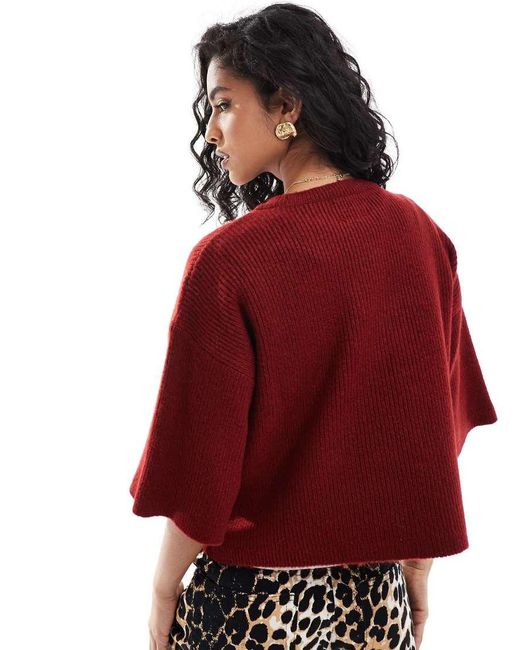 ASOS Fluffy Knitted Tshirt in Red Lyst UK