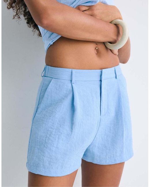 Stradivarius Blue Smart Rustic Shorts