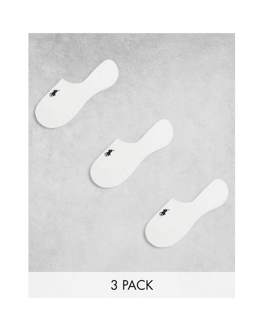 Polo Ralph Lauren White 3 Pack Invisible Socks
