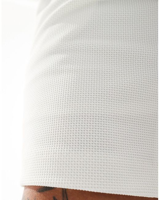 River Island White Waffle Textured Shorts for men