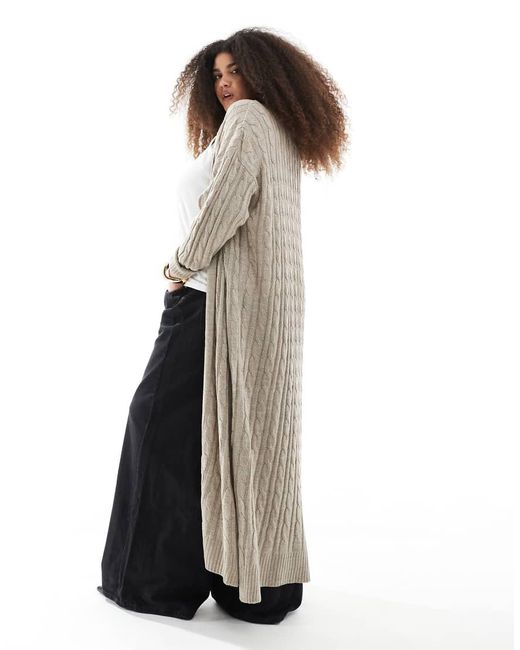 Yours Gebreid Maxi Vest Met Kabels in het Black