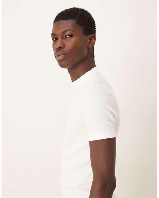 ASOS White Muscle Fit High Neck Rib T-shirt for men