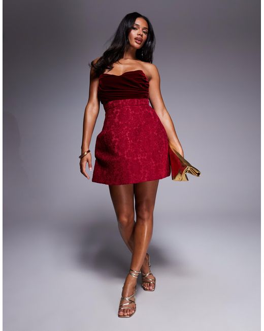 strapless open back dress Red Strapless Mini Dress main image 1