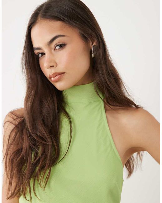 ASOS Green Asos Design Tall Chiffon High Neck Midi Dress