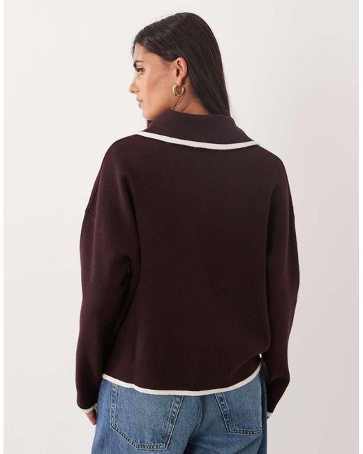 Mango Red Quarter Zip Knitted Jumper