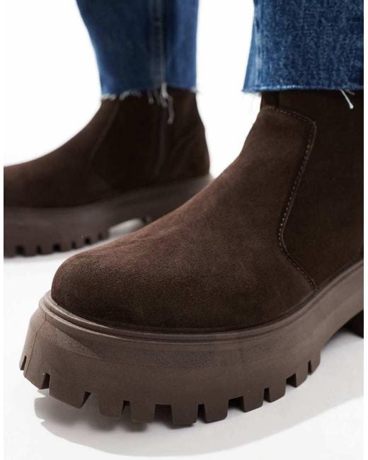 ASOS Brown Antigua Suede Chelsea Sock Boots