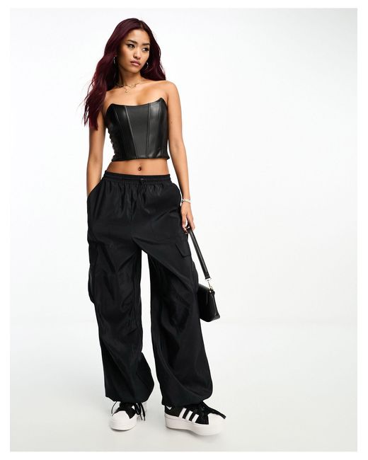 Bershka Faux Leather Corset in Black Lyst