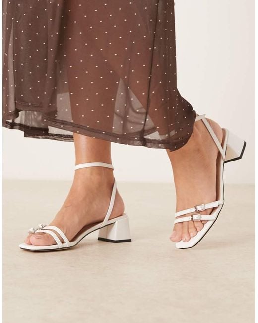 Raid Brown Zinia Low Block Heeled Sandals With Buckle Detail