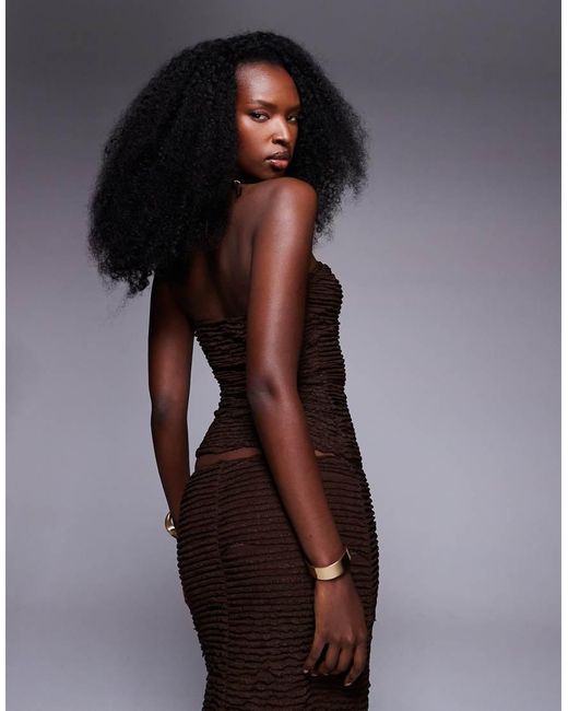 South Beach Brown Bandeau Beach Top With Hardware Detail