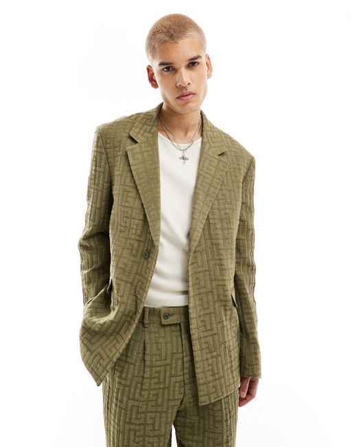 Viggo Green Malacia Checked Suit Jacket for men