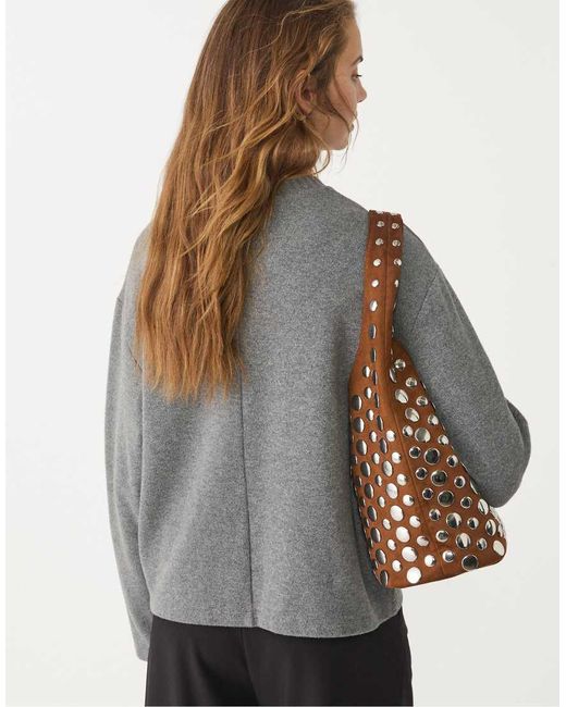 Top A Maniche Lunghe Spazzolato Grigio Scuro Con Scollo Rotondo di Stradivarius in Gray