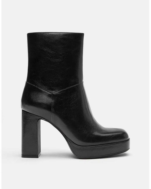 Pull&Bear Black Platform High-heel Ankle Boots
