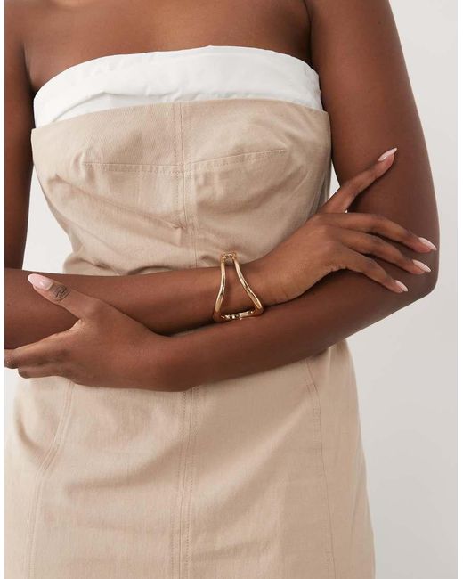 ASOS Natural Structured Bandeau Midaxi Dress With Contrast Panel